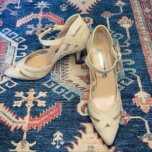 Nude Suede & Mesh Pointed Toe Heels